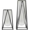 imageDeco 79 Glass Decorative Vase Tube Centerpiece Vases with Metal Stand Set of 2 Flower Vases for Home Decoration 13quot 9quotH BlackBlack