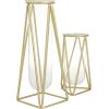 imageDeco 79 Glass Decorative Vase Tube Centerpiece Vases with Metal Stand Set of 2 Flower Vases for Home Decoration 13quot 9quotH BlackGold