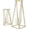 imageDeco 79 Glass Decorative Vase Tube Centerpiece Vases with Metal Stand Set of 2 Flower Vases for Home Decoration 13quot 9quotH BlackGold