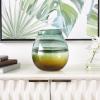 imageDeco 79 Glass Handmade Decorative Vase Ombre Centerpiece Vase with Yellow Base Flower Vase for Home Decoration 6quot x 6quot x 13quot BlueGreen