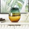 imageDeco 79 Glass Handmade Decorative Vase Ombre Centerpiece Vase with Yellow Base Flower Vase for Home Decoration 6quot x 6quot x 13quot BlueGreen