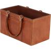 imageDeco 79 Leather Handmade Box Style Single Slot Magazine Holder with Detail Stitching and Curved Handles 15quot x 8quot x 16quot BrownBrown
