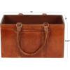 imageDeco 79 Leather Handmade Box Style Single Slot Magazine Holder with Detail Stitching and Curved Handles 15quot x 8quot x 16quot BrownBrown