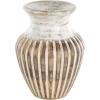 imageDeco 79 Mango Wood Decorative Vase Distressed Centerpiece Vase with Carved Grooves Vase for Home Decoration 8quot x 8quot x 11quot BrownBrown
