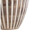 imageDeco 79 Mango Wood Decorative Vase Distressed Centerpiece Vase with Carved Grooves Vase for Home Decoration 8quot x 8quot x 11quot BrownBrown
