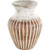 imageDeco 79 Mango Wood Decorative Vase Distressed Centerpiece Vase with Carved Grooves Vase for Home Decoration 8quot x 8quot x 11quot BrownBrown