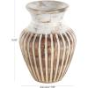 imageDeco 79 Mango Wood Decorative Vase Distressed Centerpiece Vase with Carved Grooves Vase for Home Decoration 8quot x 8quot x 11quot BrownBrown