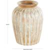 imageDeco 79 Mango Wood Decorative Vase Distressed Centerpiece Vase with Carved Grooves Vase for Home Decoration 8quot x 8quot x 11quot BrownLight Brown
