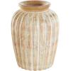 imageDeco 79 Mango Wood Decorative Vase Distressed Centerpiece Vase with Carved Grooves Vase for Home Decoration 8quot x 8quot x 11quot BrownLight Brown