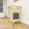 imageDeco 79 Metal Cylinder Storage Cart with Wheels 20quot x 20quot x 28quot BronzeGold
