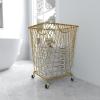 imageDeco 79 Metal Cylinder Storage Cart with Wheels 20quot x 20quot x 28quot BronzeGold
