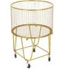 imageDeco 79 Metal Cylinder Storage Cart with Wheels 20quot x 20quot x 28quot BronzeGold