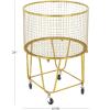 imageDeco 79 Metal Cylinder Storage Cart with Wheels 20quot x 20quot x 28quot BronzeGold