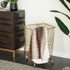 imageDeco 79 Metal Cylinder Storage Cart with Wheels 20quot x 20quot x 28quot BronzeGold