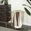 imageDeco 79 Metal Cylinder Storage Cart with Wheels 20quot x 20quot x 28quot BronzeGold