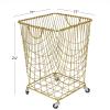 imageDeco 79 Metal Cylinder Storage Cart with Wheels 20quot x 20quot x 28quot BronzeGold