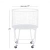 imageDeco 79 Metal Cylinder Storage Cart with Wheels 20quot x 20quot x 28quot BronzeWhite
