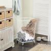 imageDeco 79 Metal Cylinder Storage Cart with Wheels 20quot x 20quot x 28quot BronzeWhite