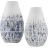 imageDeco 79 Metal Decorative Vase Brushed Centerpiece Vases with White Background Set of 2 Flower Vases for Home Decoration 12quot 10quot H Blue12  10H
