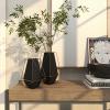 imageDeco 79 Metal Decorative Vase Centerpiece Vases with Gold Wire Accents Set of 2 Flower Vases for Home Decoration 11quot 9quotH Black
