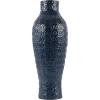 imageDeco 79 Metal Decorative Vase Dimensional Textured Centerpiece Vase with Wavy Pattern Flower Vase for Home Decoration 9quot x 9quot x 24quot Dark Blue