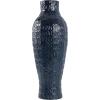 imageDeco 79 Metal Decorative Vase Dimensional Textured Centerpiece Vase with Wavy Pattern Flower Vase for Home Decoration 9quot x 9quot x 24quot Dark Blue