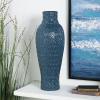 imageDeco 79 Metal Decorative Vase Dimensional Textured Centerpiece Vase with Wavy Pattern Flower Vase for Home Decoration 9quot x 9quot x 24quot Dark Blue