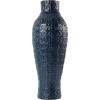 imageDeco 79 Metal Decorative Vase Dimensional Textured Centerpiece Vase with Wavy Pattern Flower Vase for Home Decoration 9quot x 9quot x 24quot Dark Blue