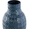 imageDeco 79 Metal Decorative Vase Dimensional Textured Centerpiece Vase with Wavy Pattern Flower Vase for Home Decoration 9quot x 9quot x 24quot Dark Blue