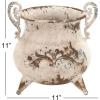 imageDeco 79 Metal Decorative Vase Distressed Centerpiece Vase Flower Vase for Home Decoration 13quot x 10quot x 21quot BeigeWhite