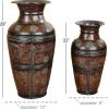 imageDeco 79 Metal Decorative Vase Indoor Outdoor Large Centerpiece Vases with Floral Relief Set of 2 Flower Vases for Home Decoration 29quot 22quotH Brown29 x 22