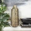 imageDeco 79 Metal Decorative Vase Snakeskin Inspired Centerpiece Vase with Dimensional Wavy Accents Flower Vase for Home Decoration 7quot x 7quot x 17quot Brass