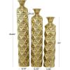 imageDeco 79 Metal Decorative Vase Tall Distressed Metallic Centerpiece Vases with 3D Triangle Patterns Set of 3 Vases for Home Decoration 34quot 29quot 25quot H Gold