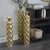 imageDeco 79 Metal Decorative Vase Tall Distressed Metallic Centerpiece Vases with 3D Triangle Patterns Set of 3 Vases for Home Decoration 34quot 29quot 25quot H Gold