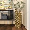 imageDeco 79 Metal Decorative Vase Tall Distressed Metallic Centerpiece Vases with 3D Triangle Patterns Set of 3 Vases for Home Decoration 34quot 29quot 25quot H Gold