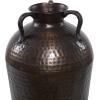imageDeco 79 Metal Decorative Vase Tall Floor Mediterranean Style Centerpiece Vase with Hammered Details and Handles Flower Vase for Home Decoration 10quot x 10quot x 28quot BrownBrown