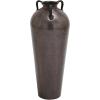 imageDeco 79 Metal Decorative Vase Tall Floor Mediterranean Style Centerpiece Vase with Hammered Details and Handles Flower Vase for Home Decoration 10quot x 10quot x 28quot BrownBrown
