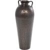 imageDeco 79 Metal Decorative Vase Tall Floor Mediterranean Style Centerpiece Vase with Hammered Details and Handles Flower Vase for Home Decoration 10quot x 10quot x 28quot BrownBrown