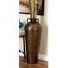imageDeco 79 Metal Decorative Vase Tall Floor Mediterranean Style Centerpiece Vase with Hammered Details and Handles Flower Vase for Home Decoration 10quot x 10quot x 28quot BrownBrown
