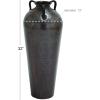 imageDeco 79 Metal Decorative Vase Tall Floor Mediterranean Style Centerpiece Vase with Hammered Details and Handles Flower Vase for Home Decoration 10quot x 10quot x 28quot BrownBrown