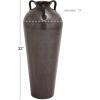 imageDeco 79 Metal Decorative Vase Tall Floor Mediterranean Style Centerpiece Vase with Hammered Details and Handles Flower Vase for Home Decoration 10quot x 10quot x 28quot BrownBrown
