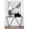 imageDeco 79 Metal Geometric Console Table with Clear Glass Top 46quot x 13quot x 30quot Black