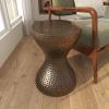imageDeco 79 Metal Handmade Side End Accent Table Hammered Hourglass Side Table 14quot x 14quot x 19quot Bronze