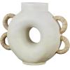 imageDeco 79 Resin Decorative Vase Round Speckled Centerpiece Vase with Woven Inspired Arched Handles and Cutout Opening Flower Vase for Home Decoration 16quot x 6quot x 13quot CreamSMALL SIZE