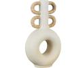 imageDeco 79 Resin Decorative Vase Round Speckled Centerpiece Vase with Woven Inspired Arched Handles and Cutout Opening Flower Vase for Home Decoration 16quot x 6quot x 13quot CreamCONVENIENTLY SIZED