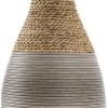 imageDeco 79 Seagrass Handmade Decorative Vase Teardrop Wrapped Centerpiece Vase with Layered Gray Paneling Vase for Home Decoration 8quot x 8quot x 19quot Brown8 x 8 x 19
