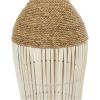 imageDeco 79 Seagrass Handmade Decorative Vase Wrapped Tall Centerpiece Vase with Cream Slatted Bamboo Center Vase for Home Decoration 11quot x 11quot x 32quot Brown11 x 11 x 32