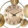 imageDeco 79 Stainless Steel Metal Decorative Wall Clock Wall Clock for Home with Black Accents and Overlapping Discs Wall Clock for Room 31quot x 15quot x 2quot GoldGold