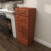 imageDeco 79 Wooden Room Chest Faux Leather 6 Drawers Storage Cabinet with Buckle and Strap Detailing Floor Cabinet 16quot x 13quot x 42quot Brown
