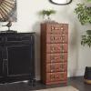 imageDeco 79 Wooden Room Chest Faux Leather 6 Drawers Storage Cabinet with Buckle and Strap Detailing Floor Cabinet 16quot x 13quot x 42quot Brown